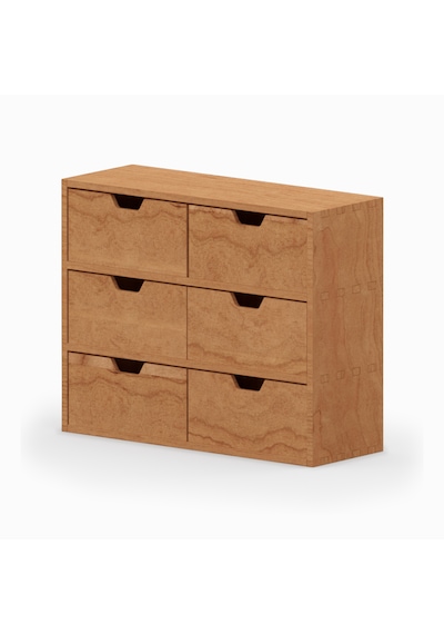 Desna Üç Katlı Altı Çekmeceli Dolap - Kiraz 34 Cm Uzunluk X 12.1 Cm Derinlik X 27.2 Cm Woodsaka Doğal Ahşap