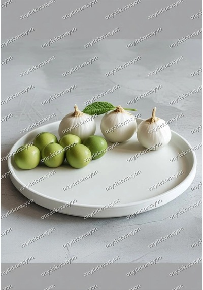 Dekoratif Yuvarlak Sunum Tepsisi & Mumluk Organizer Çok Amaçlı Şık Tabak Ve Kase 20 Cm X 20 Cm