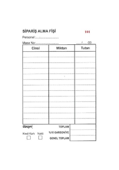 Adisyon 1. Hamur Numaralı 10 Lu Paket Özkan
