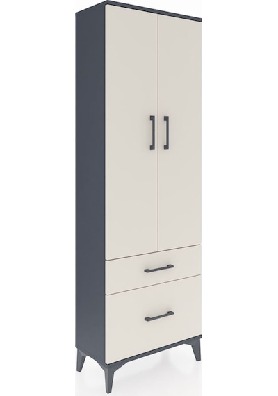 Arges Dolap 4 Raflı 2 Çekmeceli 2 Kapaklı 60x30x182 Antrasit-... Antrasit