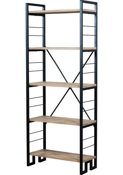 Modern 5 Katlı Kitaplık Ahşap Metal Raf Ünitesi Dekoratif Dar Ofis Salon 60x155x30 Cm Siyah Modern 5 Katlı Kitaplık Ahşap Metal Raf Ünitesi Dekoratif Dar Ofis Salon 60x155x30 Cm Siyah