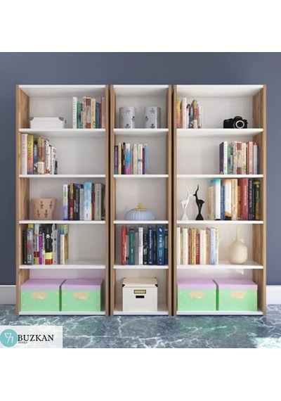 %100 Mdf 3'lü Atlantik Çam Arkalıklı Kitaplık