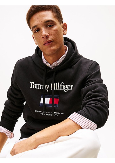 Tommy Hilfiger Erkek Marka Logolu Günlük Kullanıma Uygun Siyah Sweatshirt Mw0mw42735 Bds