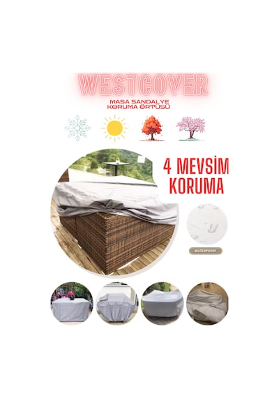Bahçe Mobilyası Koruma Örtüsü Brandası Premium Kalite 160x160cm Gri Gri