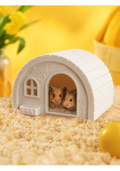 3d Baskı Hamster Evi Şık Beyaz Tasarım Kemirgen Yuvası Çıkarılabilir Tabanlı Hamster Kulübesi