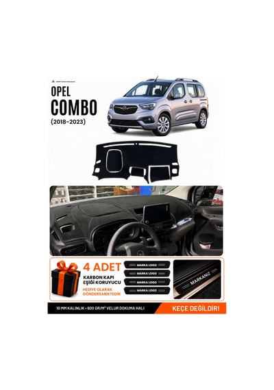 Opel Combo 2018-2023 Uyumlu Torpido Koruma, Torpido Örtüsü, Torpido Kılıfı - Siyah - Op009