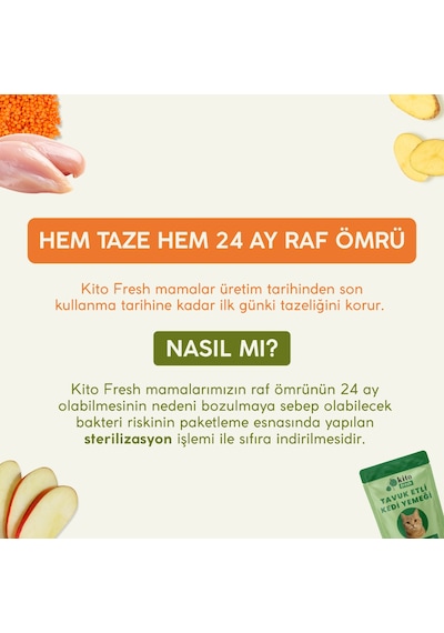 Kito Fresh Tavuk Etli Kedi Yemeği %100 Taze İçerikli Mama 80 G