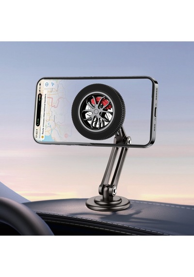 Metal Magsafe Mıknatıs Araç Telefon Tutucu Torpido Üstü 360 Katlanabilir Masaüstü Telefon Tutacağı Siyah
