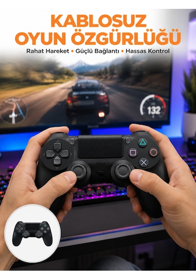 Ps4 Uyumlu Kablosuz Oyun Kolu Gerçekçi Titreşimli Geri Bildirim Yeni Nesil Diğer
