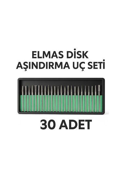 Merttools Elmas Camcı Seti 30 Parça Matkap Ucu Ahşap Oyma Freze Gravür Drem