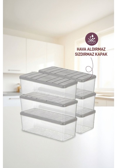 Selka Home 6 Adet 2 Lt. Nora Organizer Buzdolabı Buzluk Düzenleyici Saklama Kabı