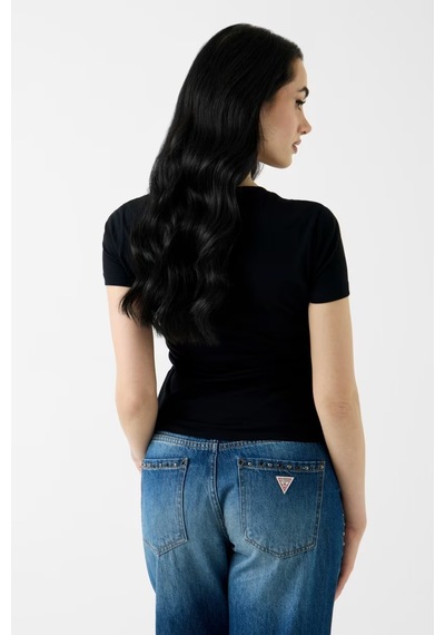 Guess Segquins Slim Fit Kadın T-shirt W5gı17j1314 Jet Black A996