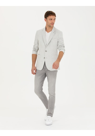 Pierre Cardin Açık Gri Ex. Slim Fit Keten Karışımlı Ceket 50285142-vr001