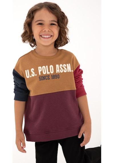 U.S. Polo Assn. Erkek Çocuk Bordo Bisiklet Yaka Sweatshirt 50316494-VR177