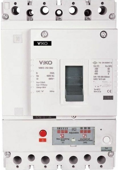 Viko 4x125 Amper 4 Kutuplu 25ka Kaçak Akımlı Kompakt Şalter Vmr2-125-sn2