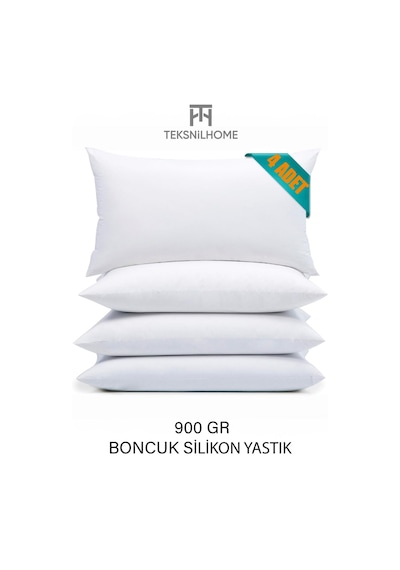4 Adet Boncuk Silikon Yastık 900 Gram Antialerjik 50x70 Cm Premıuım Yastık Beyaz