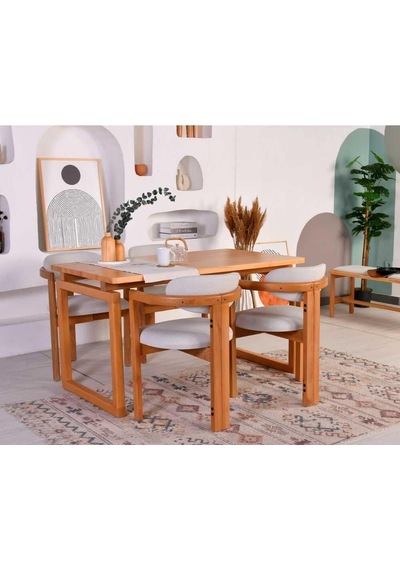 Vow Chair Cheri - Modern Ve Ahşap Masa Sandalye Takımı - 4 Sandalye, 1 Masa - Krem Medium Genel Vow Chair Cheri - Modern Ve Ahşap Masa Sandalye Takımı - 4 Sandalye, 1 Masa - Krem Medium Genel