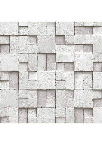 Kare Gri Taş Desen Duvar Kağıdı 16m2 - 6755-1 Çok Renkli