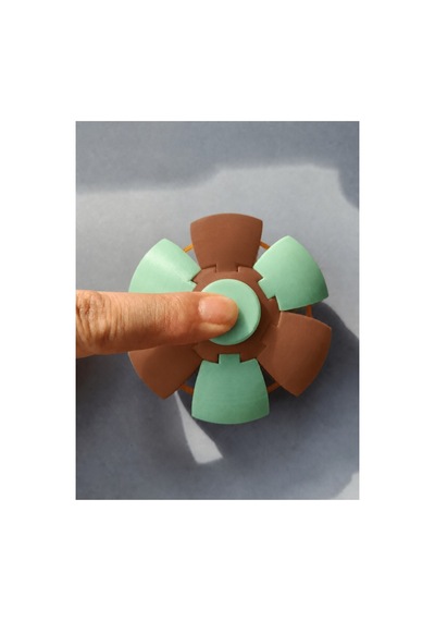 Alvera Press Küresi 3d Baskı Dönüşen Mekanik Fidget Stres Oyuncağı-mint-kahverengi