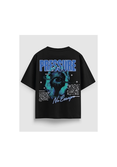 Yolo Street Unisex Oversize Siyah Tişört Pressure / No Escape Baskılı, 250 Gsm %100 Pamuk, Arka Baskı Siyah Yolo Street Unisex Oversize Siyah Tişört Pressure / No Escape Baskılı, 250 Gsm %100 Pamuk, Arka Baskı Siyah