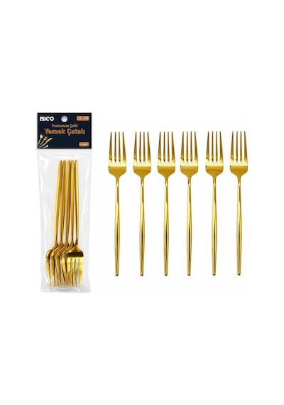 İbico İ22-438 Yemek Çatal Seti 21cm 6 Adet Gold - 10'li Paket Diğer