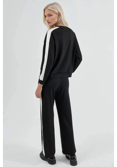 Hiccup Modal Dokulu Regular Fit Sweatshirt & Pantolon Takımı Berşan Collection Siyah