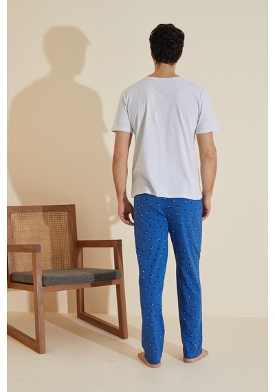 Siyah İnci Bisiklet Yaka Örme Pijama Takım 25109841 Gri