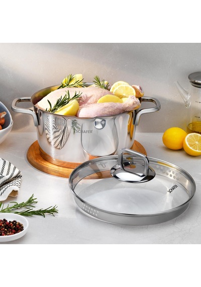 New Stahl Çelik Tencere 24 Cm 2 Parça-ınox Açık Gri