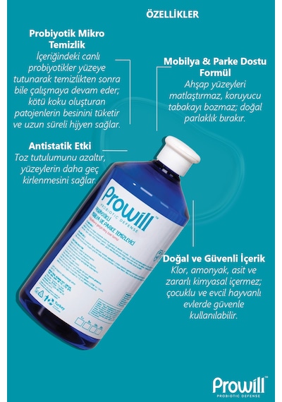 Probiyotikli Ahşap Mobilya Ve Parke Temizleyici Yüzey Temizleyici 1 Litre Tekli