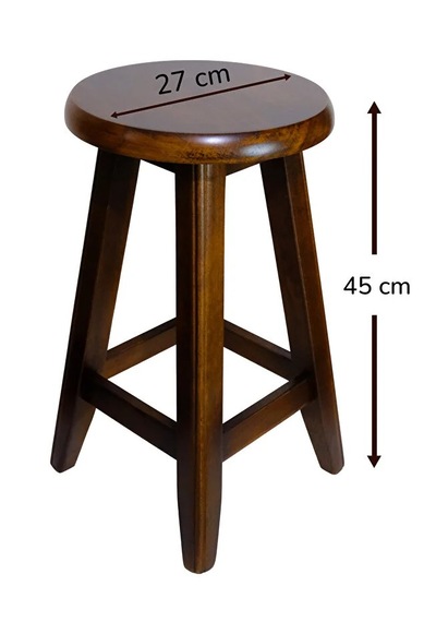 Ahşap Tabure Ceviz Rengi 45 Cm