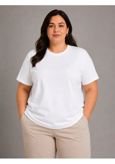 Defymoda Battal Big Size Basic Tişört Bisiklet Yaka Rahat Kalıp T-shirt - Beyaz Defymoda Battal Big Size Basic Tişört Bisiklet Yaka Rahat Kalıp T-shirt - Beyaz