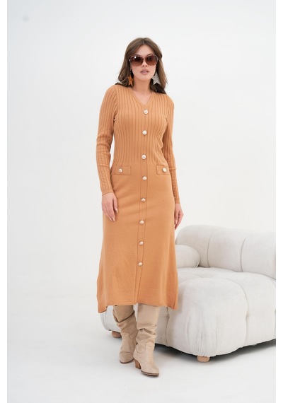 Ftz Women Kadın Fitilli Elbise Camel 20847 Camel