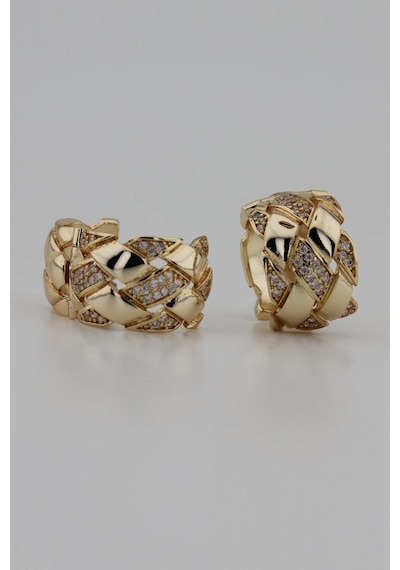 Niki Aksesuar Zirkon Gold Vintage Küpe - Özel Seri Gold