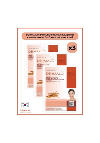 Dermal Kırmızı Ginseng Özlü Kolajen Maske 3 x 23 G
