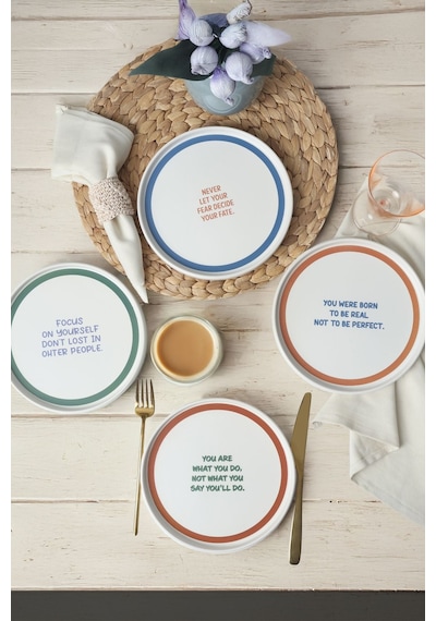 Keramika Motto Line Stackable Pasta Tabağı 21 Cm 4 Adet 22645-22731-35-36 Çok Renkli