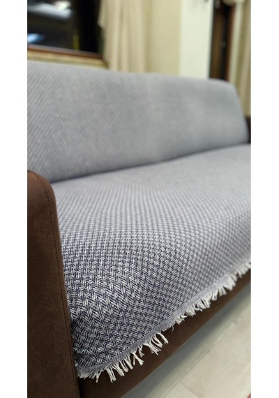 Arpa Desen Dokuma Koltuk Örtüsü 170x210 %100 Pamuklu Koltuk Kılıfı Indigo