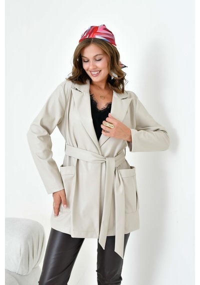 Ftz Kadın Deri Ceket Beige 30917-beige Bej