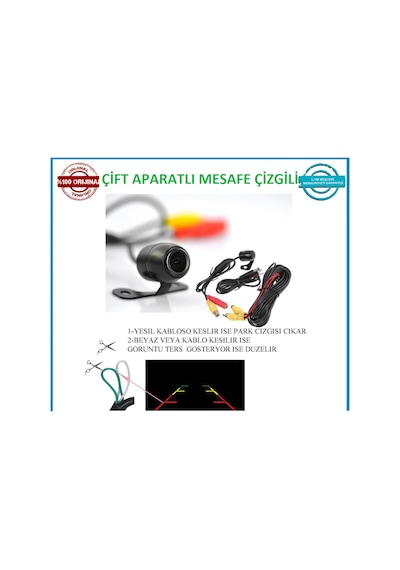Audiomax Geri Görüş Kamerası hd Mesafe Çizgili 6 Mt Kablo