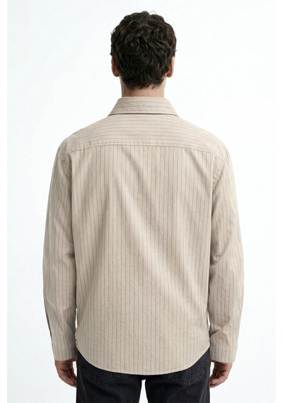 Antioch Relaxed Fit Çizgili Erkek Gömlek Vizon