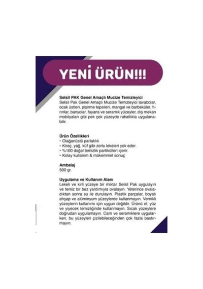 Selsil Pak Genel Amaçlı Mucize Temizleyici  2 x 500 G