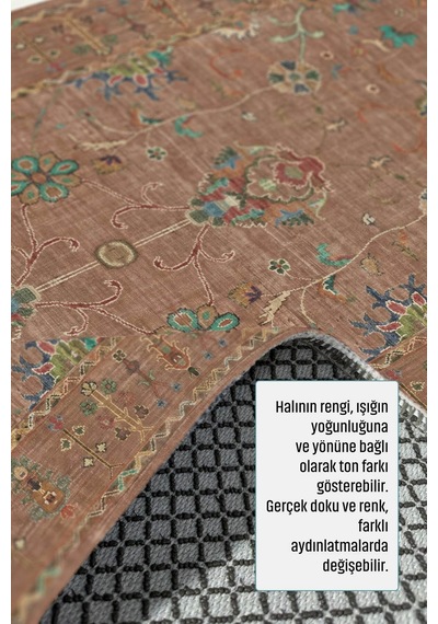 Dekoratif Halı Kaymaz Taban Leke Tutmaz Yıkanabilir Kilim Özel Ölçü Salon Halısı 3051 Çok Renkli