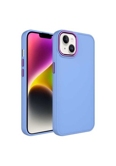 Apple Uyumlu iPhone 13 Kılıf Metal Çerçeve Ve Buton Tasarımlı Silikon Zore Luna Kapak Lila