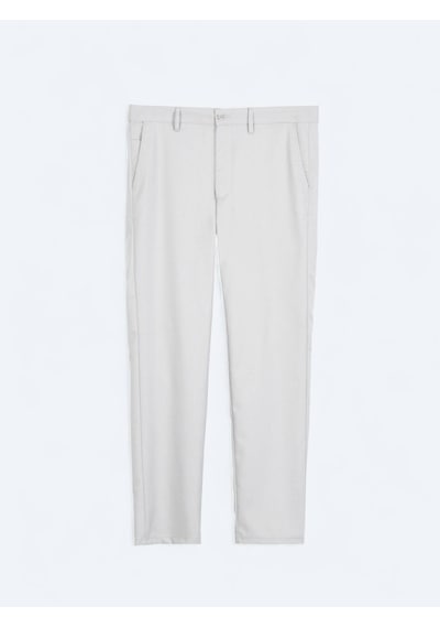 Kip Gri Düz Dokuma Regular Fit Casual Pantolon Gri
