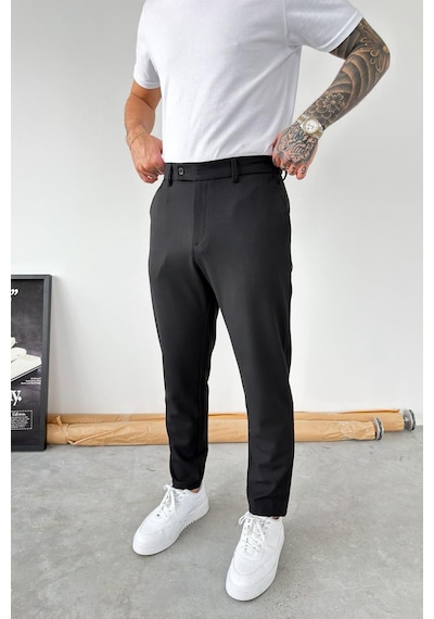 Siyah Basic Regular Fit Kumaş Pantolon