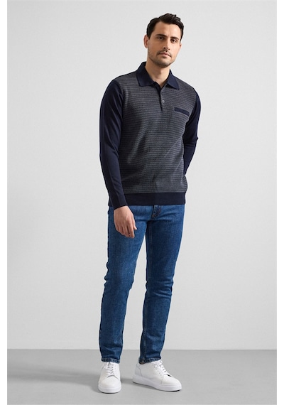 Süvari Lacivert Regular Fermuarlı Polo Yaka Kazak Tr2013700498-m09 Lacivert