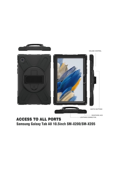 Samsung Uyumlu Galaxy Tab A8 10.5 Sm-X200 Kılıf Zırh Defender Tablet