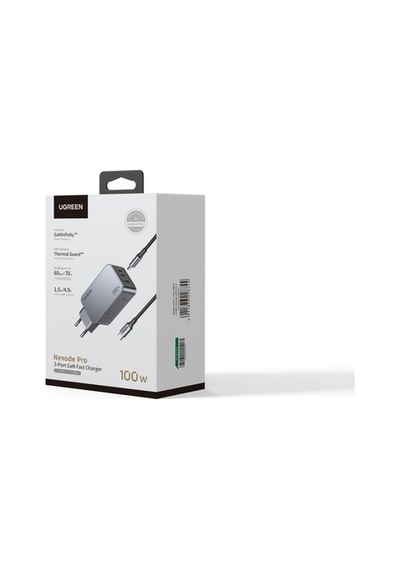 Ugreen Nexode Pro 100w Gan Hızlı Şarj Cihazı Qc Pd 2xusb-c, 1xusb-a, Uzay Grisi -