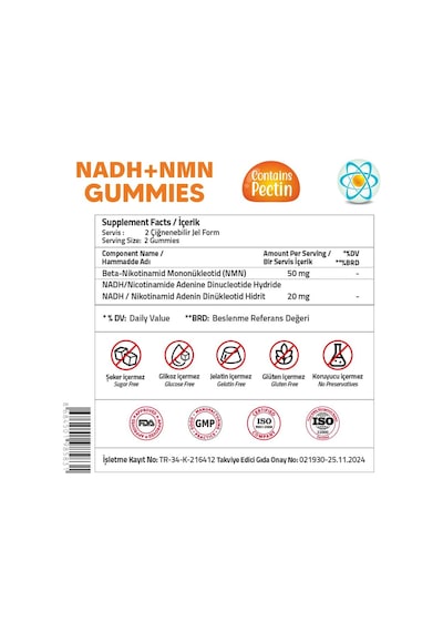 Validus Nmn 50 Mg Nadh 20 Mg 60 Gummies