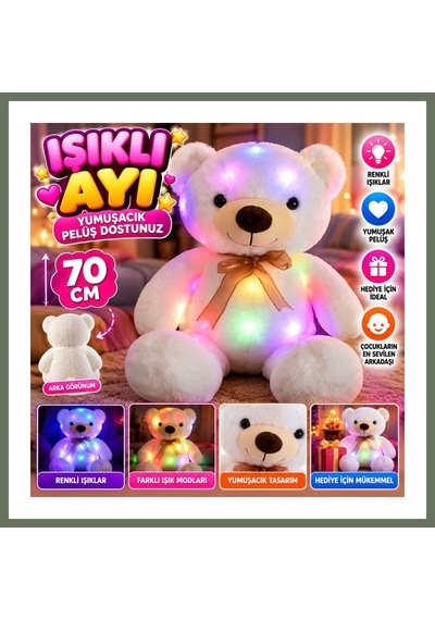 Bezos 1047 Işıklı Ayı 70 Cm-beyaz Bezos1
