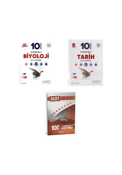2027 Limit 10. Sınıf Etkinlikli Biyoloji Maarif + Tarih Soru + Anla Kazan Paragraf Deneme 3'lü Set